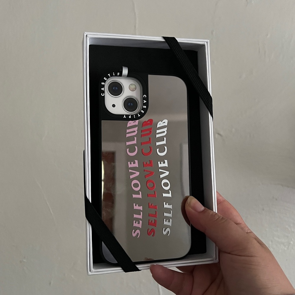 NIB Casetify Self Love Club Mirrored, MagSafe iPhone 13 (Not Pro/Pro Max) Case